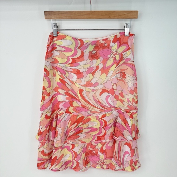 New York and Company Y2K SATC Floral Ruffled High Waisted Mini Dress - Picture 1 of 4